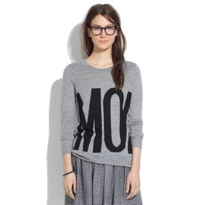 Madewell Moi gray black merino wool graphic crew neck sweater XS